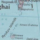 This map shows the islands of Okinawa are situation 700km south of Japan.